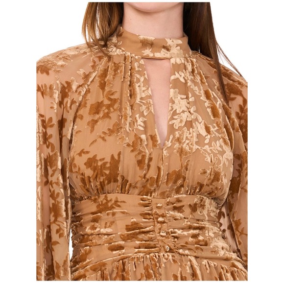 PARKER The Gianna Flocked Velvet Leaf‎ Print Long Sleeve Minidress Size 14 - Picture 4 of 12